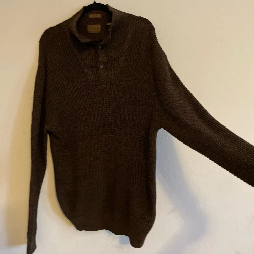 St. John’s Bay mens Commando pullover knit sweater XL soft cotton winter brown